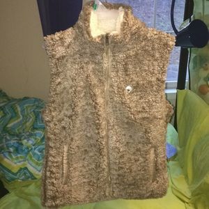 Heathered Sherpa Vest- Heather Walnut -Small